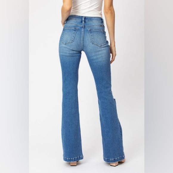KanCan Light Blue Flare Jeans Distressed Button Fly Boho - Picture 12 of 12